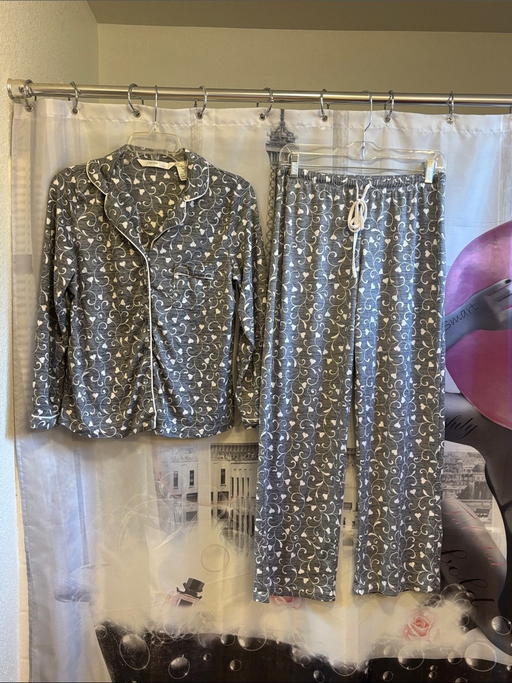 Womens Jasmine Rose Gray Moon & Stars Pajama Set